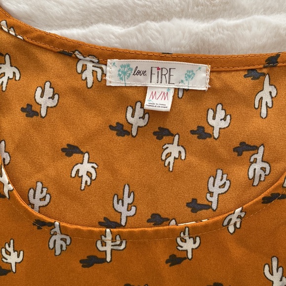 Love Fire Cactus Mustard Yellow Blouse - Picture 5 of 7